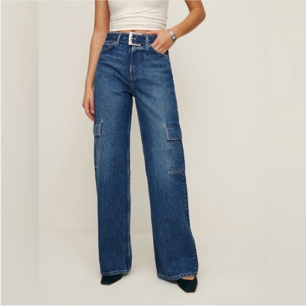 Reformation Cargo Blue Jeans